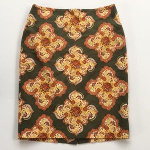 LOFT medallion print knee length skirt. Size 2
